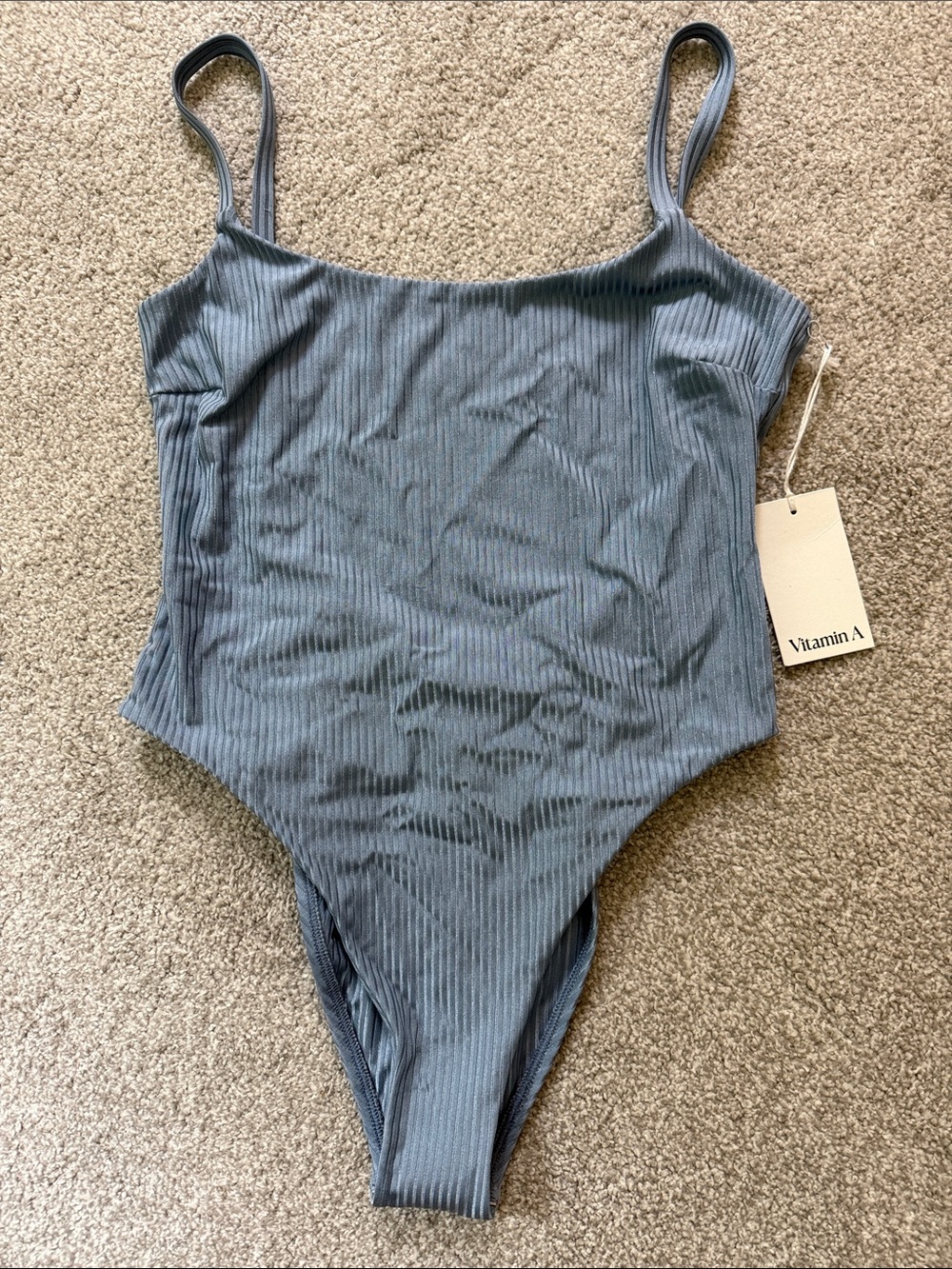 Vitamin A One Piece Swimsuit - Slate Blue Ribbed
